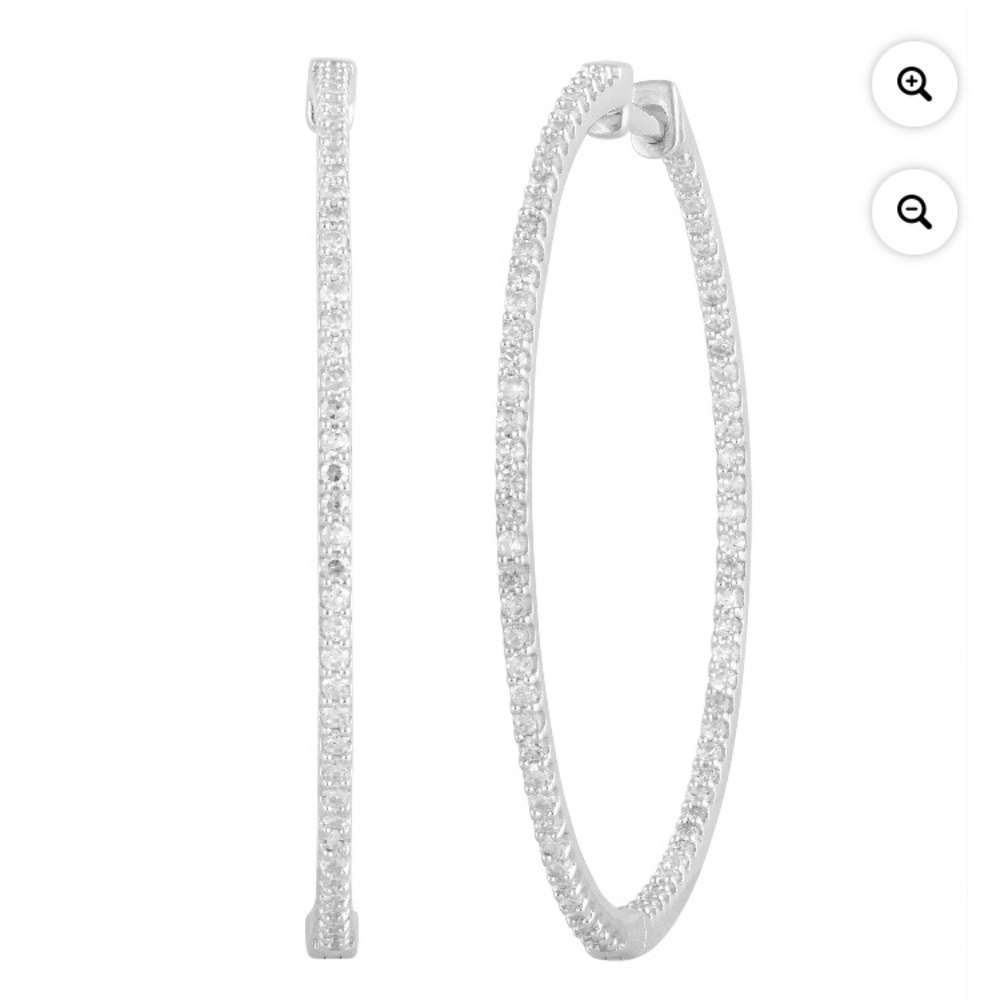 .75 carat sterling sliver um certified hoop earrings nib